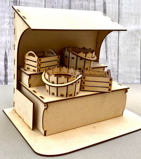 3D MDF Market Stall including crates image 0