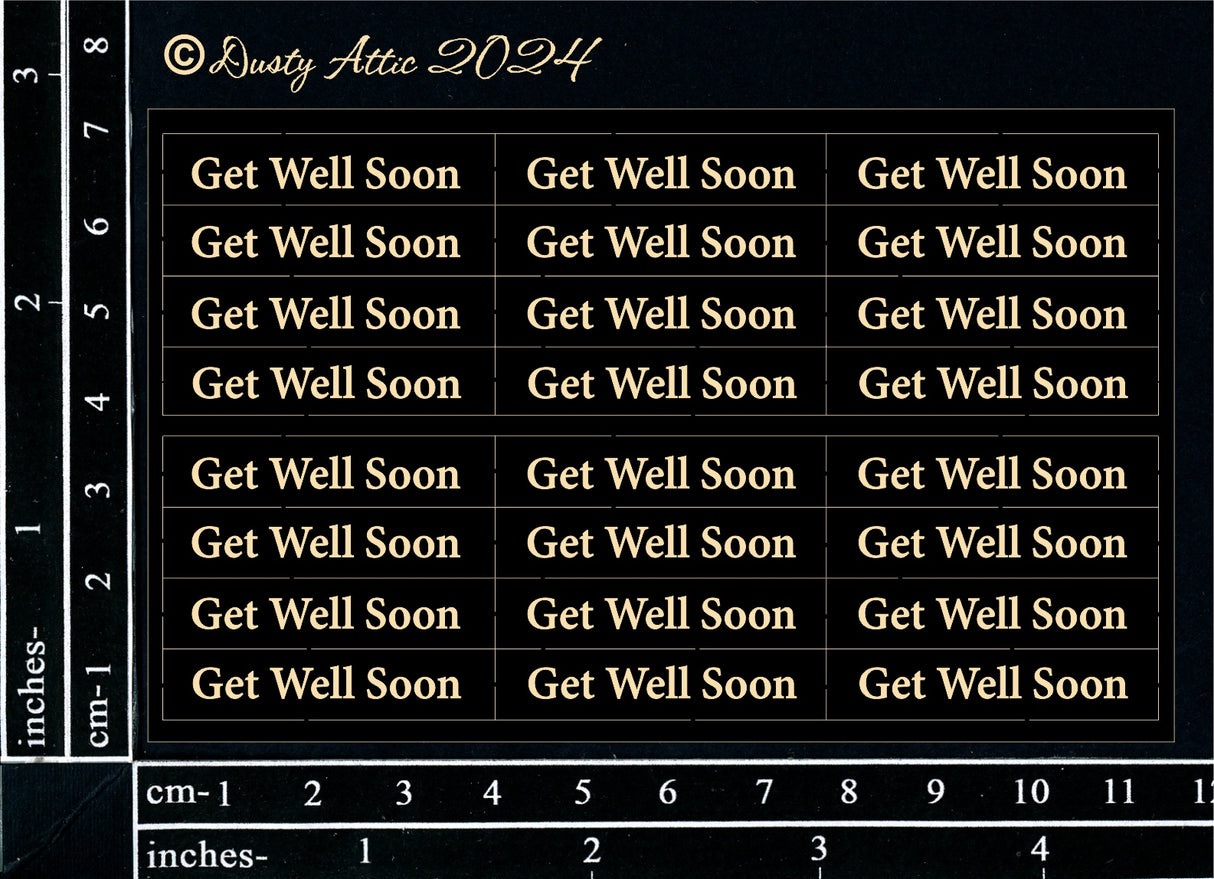 Mini Card Sentiments - Get Well Soon (Black) image 0