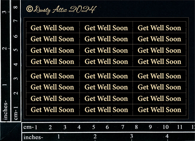 Mini Card Sentiments - Get Well Soon (Black) image 0