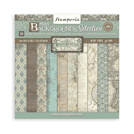 Stamperia Scrapbooking Pad 12" - Voyages Fantastiques Maxi Backgrounds image 0